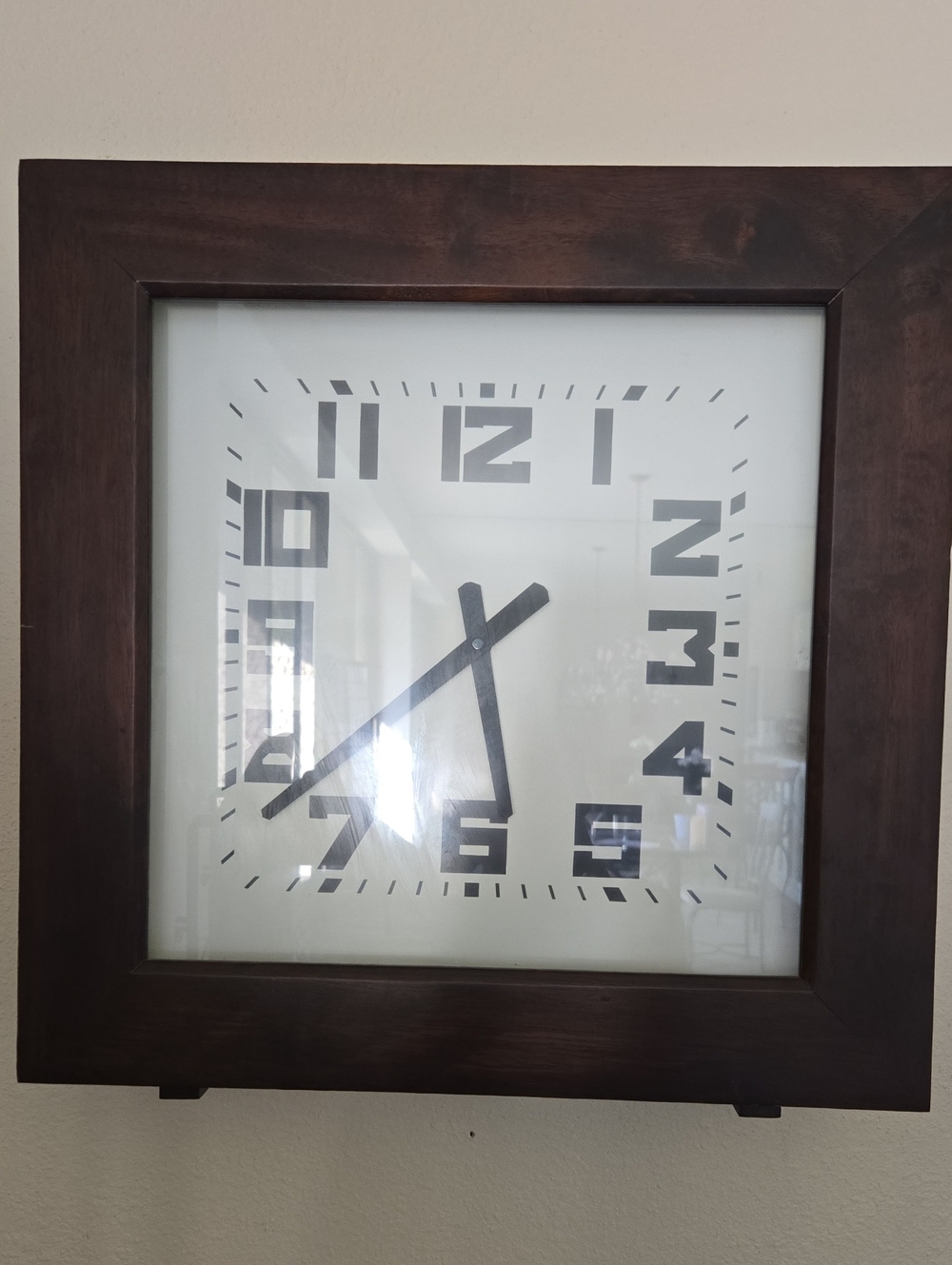 Dark Brown Framed Wall Clock Art - Modern Square Design